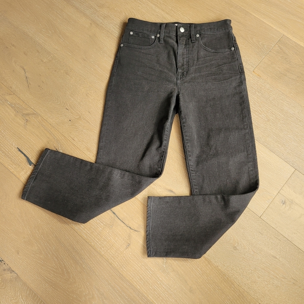 EUC Madewell Jeans Women's sz 27 Classic Straight Black High Rise Crop Denim